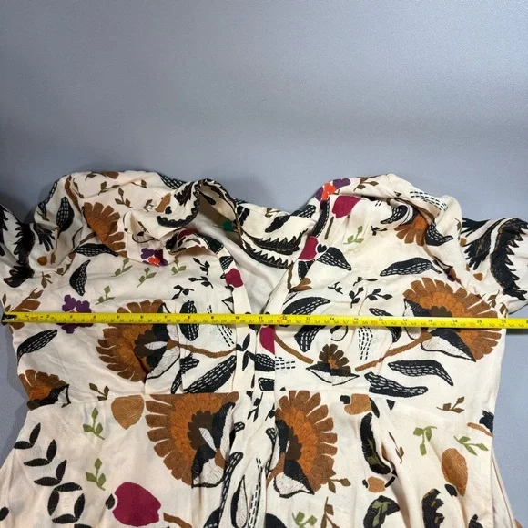 Farm Rio Palms Paradise Sand Long Sleeve V-Neck Floral Maxi Dress L - Picture 12 of 16